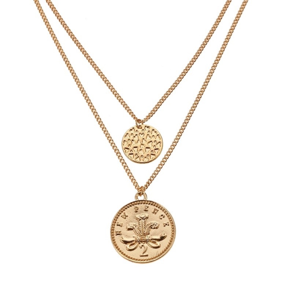 ⚡️ 🖤SALE🖤 ⚡️Gold double chain necklace with coin - Picture 4 of 8